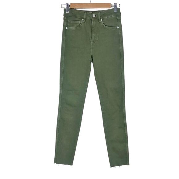 Free People Olive Green High Rise Skinny Jeans Size 26 - Picture 1 of 6